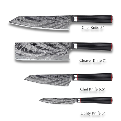 KATANA FIVE | Bloc de couteaux aimanté en bois | 5 pièces essentielles, dont 4 couteaux