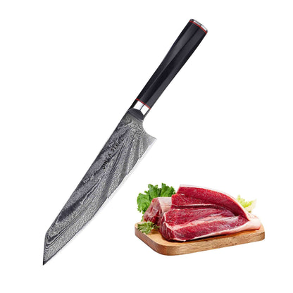 Couteau de chef Ginza Steel KATANA 20 cm – Acier Damas VG10, 67 couches, manche en G10