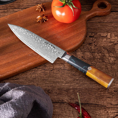 Kaze Katana | Couteau de chef 6 pouces, acier damas VG10, 67 couches