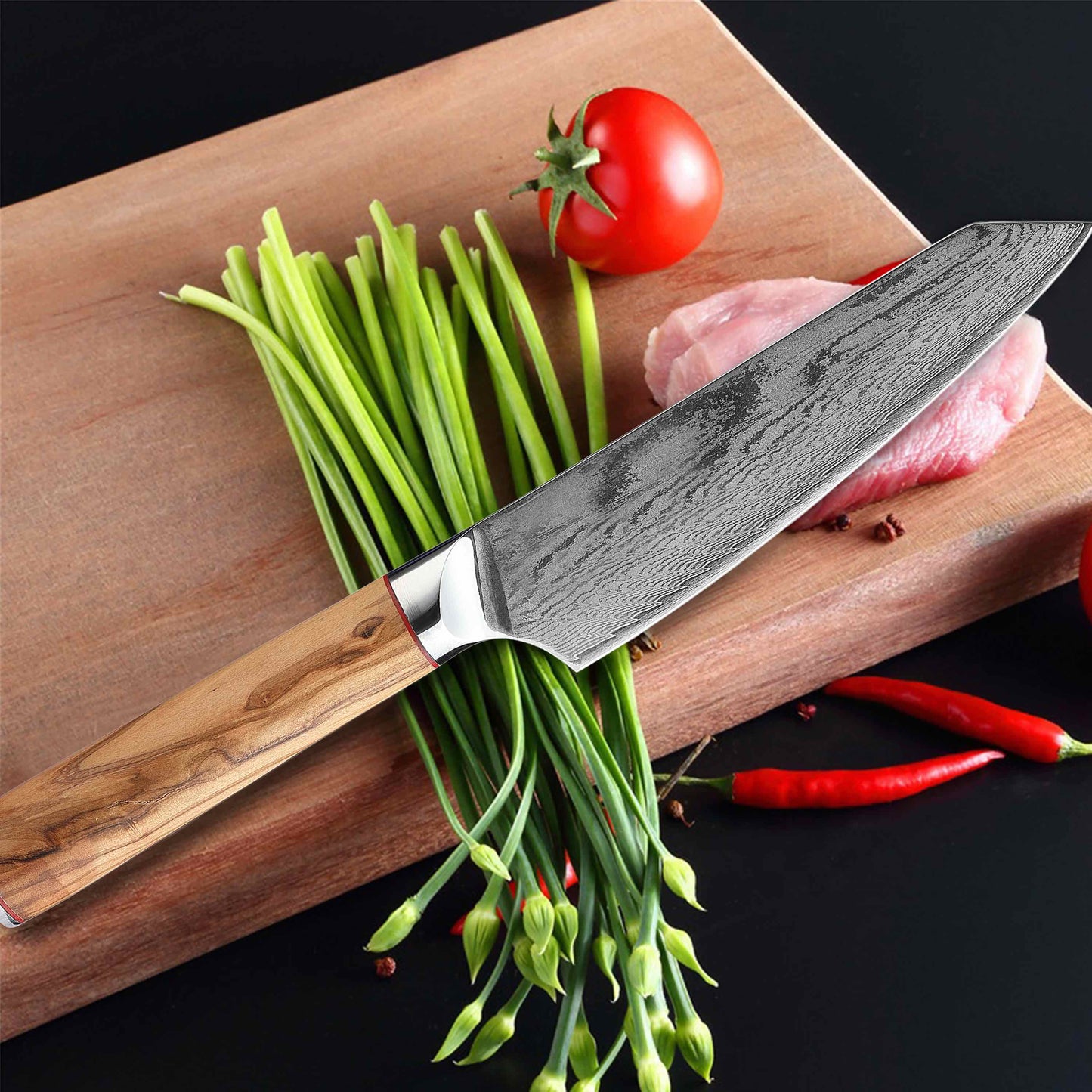 Couteau de chef Ginza Steel MIA 17 6,5" – Acier Damas AUS10, 67 couches, manche en bois d'olivier