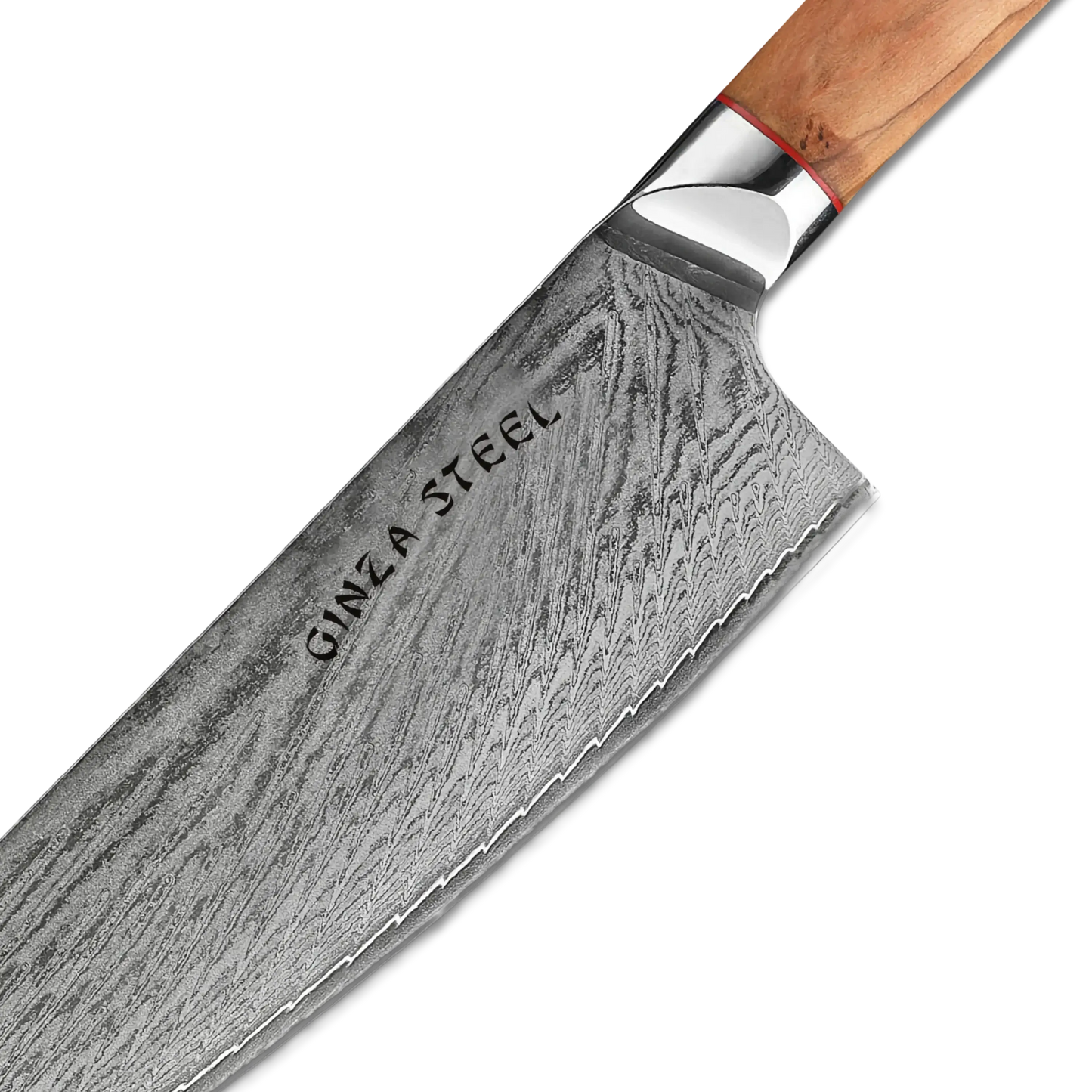Couteau de chef Ginza Steel MIA 24 9" – Damas AUS10, 67 couches, manche en bois d'olivier