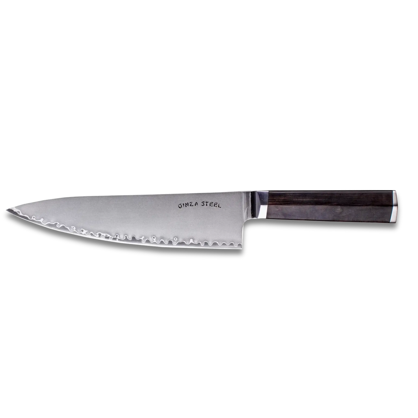 PORTIA 20 | Couteau de chef 20 cm Acier Damas VG10 / Manche en bois d'ébène