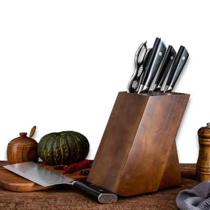 HAGAKURE SIX | Ensemble de 6 couteaux essentiels | 4 couteaux, 1 paire de ciseaux avec bloc de bois