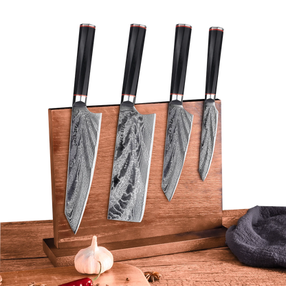 KATANA FIVE | Bloc de couteaux aimanté en bois | 5 pièces essentielles, dont 4 couteaux