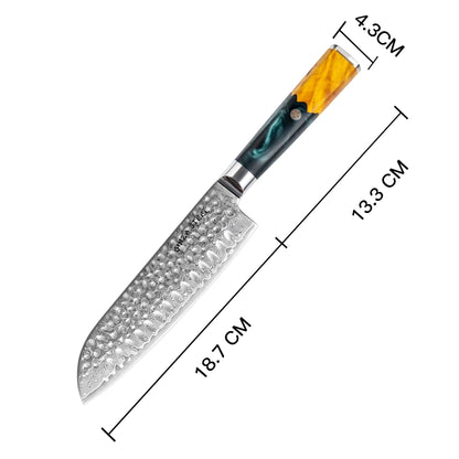 Couteau Santoku Kaze Katana 7" | Acier de Damas par Ginza Steel