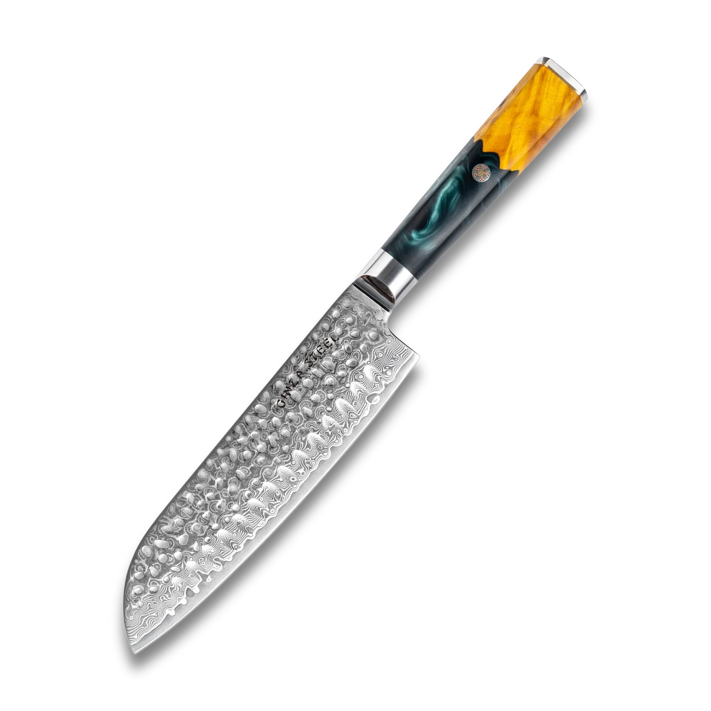 Couteau Santoku Kaze Katana 7" | Acier de Damas par Ginza Steel