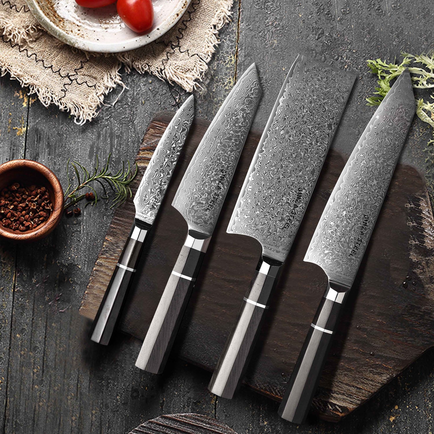 KASAI KOGATANA CINQ | Ensemble de 5 couteaux essentiels | 4 couteaux avec bloc magnétique en bois