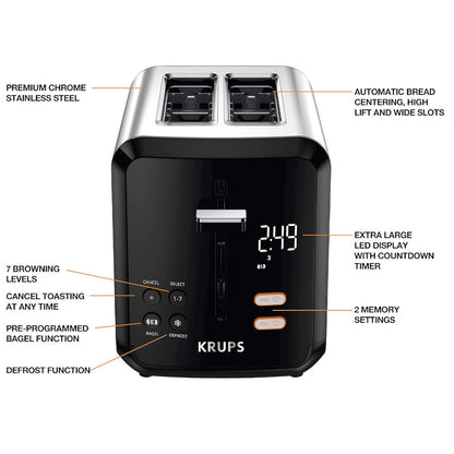 KRUPS KH320D50 My Memory 2 Slice Digital Stainless Steel Toaster