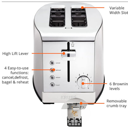 KRUPS KH732D51 2 slice Stainless Steel Toaster