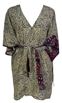 PRC6912 Veste en pure soie à manches kimono avec ceinture