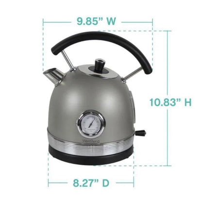 WEST BEND KTWBRTGR13 1.7L Retro Style Stainless Steel Electric Kettle