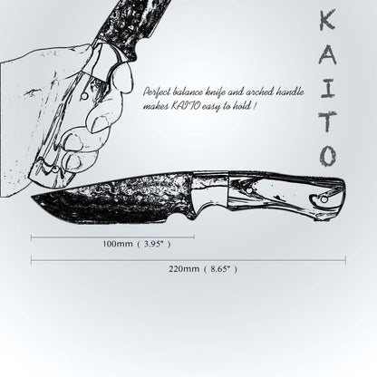 Couteau Ginza Steel Kaito Skinner – Lame damas de 10 cm + étui