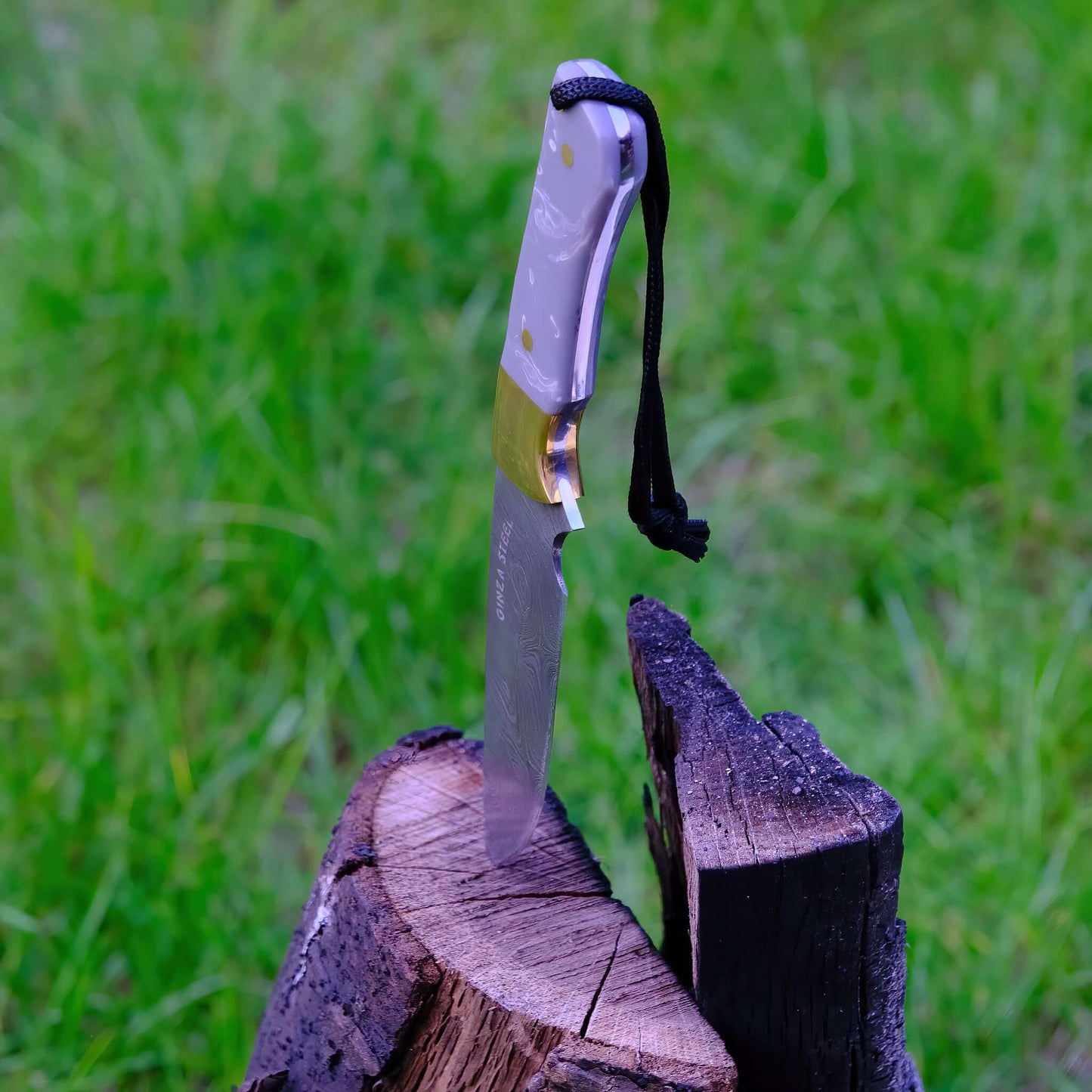 Couteau de chasse Kaito en acier Damas, lame de 4 pouces avec étui en cuir de première qualité