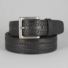 Keldon Leather Men's Whipstitch Tooled Leather Removable Buckle Belt