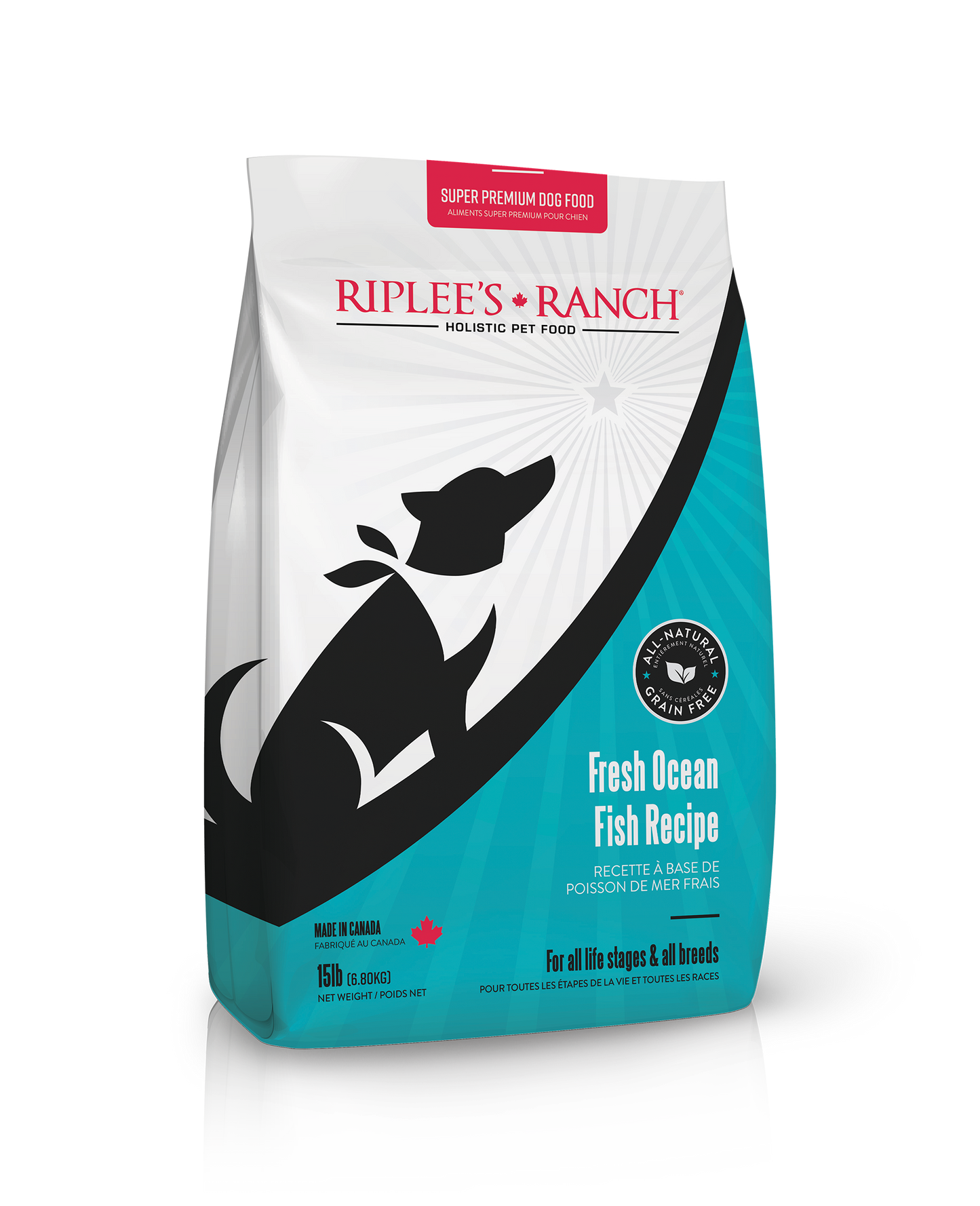 Nourriture pour chiens au poisson de mer frais - Sac de 6,8 kg