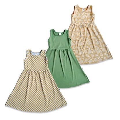 Kids' Bamboo Square Neck Midi Dress | Blue Checkers