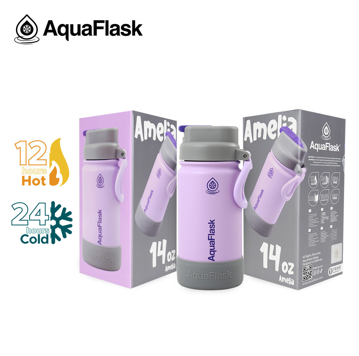 Bouteilles d'eau AquaFlask Kids FlipSip 414 ml (14 oz)