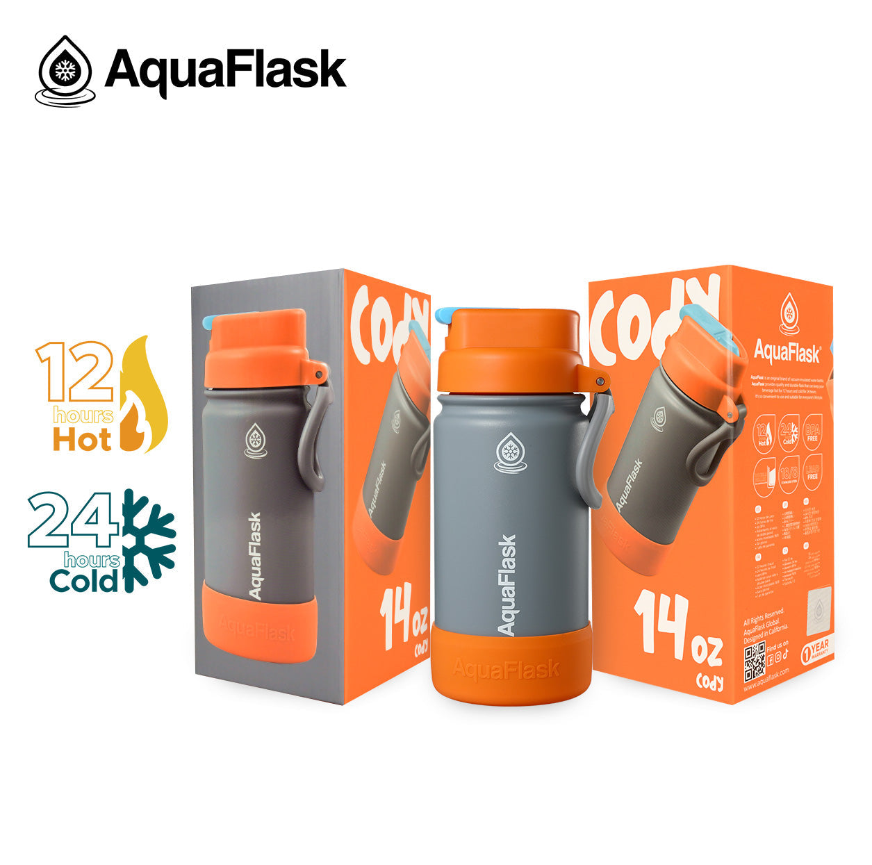 Bouteilles d'eau AquaFlask Kids FlipSip 414 ml (14 oz)