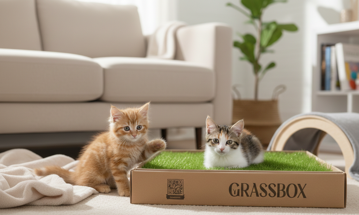 Real Grass Box for Cats & Kittens – Natural Indoor Potty Solution