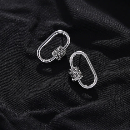 Boucles d'oreilles mousqueton LENNON argentées avec zircones pavées