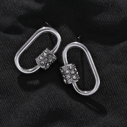 Boucles d'oreilles mousqueton LENNON argentées avec zircones pavées