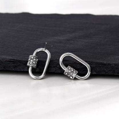 Boucles d'oreilles mousqueton LENNON argentées avec zircones pavées