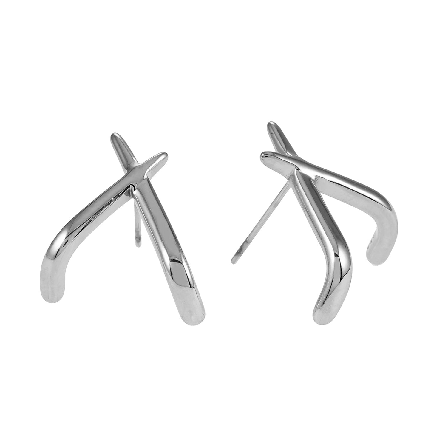 LINDSBORG: Boucles d'oreilles clous géométriques entrecroisées en or blanc (ton argenté)