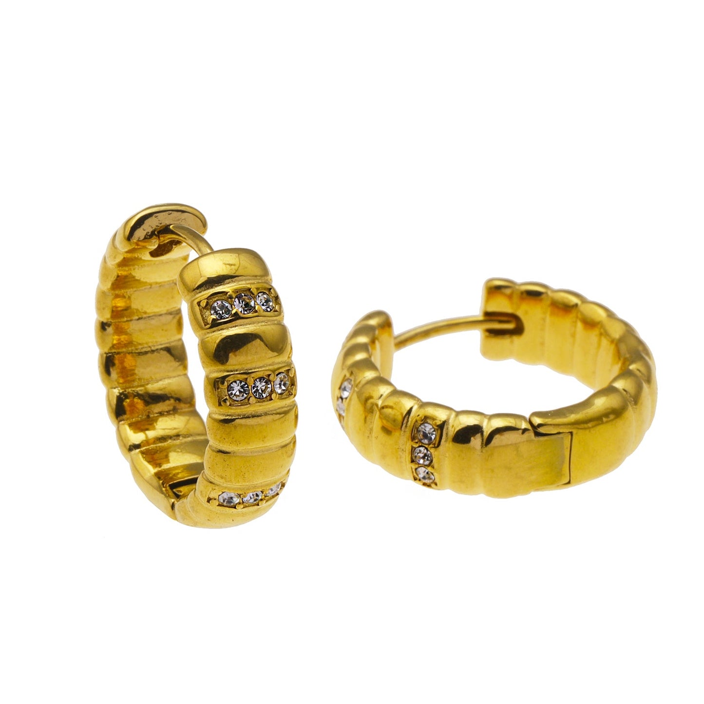 LIZBETH : Créoles sculptées avec ornements en zircone.