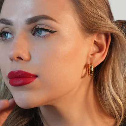 LIZBETH : Créoles sculptées avec ornements en zircone.
