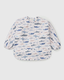 Long Sleeve Bib - Smiley Sharks