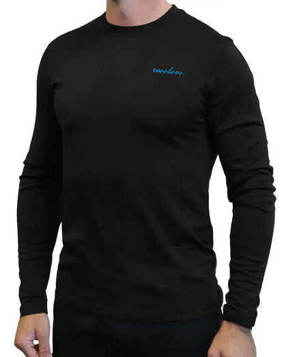 Haut à manches longues col rond en laine mérinos pour homme — Poids moyen