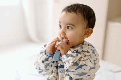 Long Sleeve Bib - Smiley Sharks