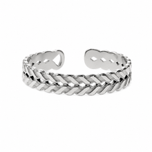 LUCAS Silver (White Gold): Double Stacked Herringbone Design Textured Ring