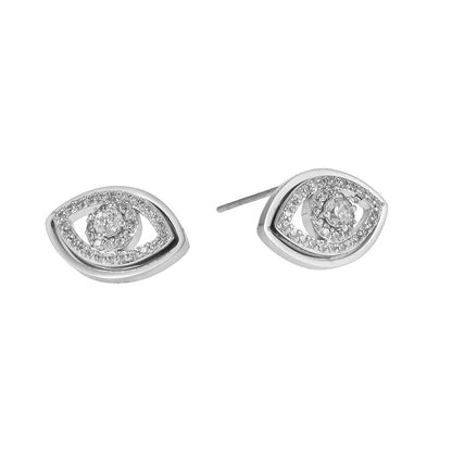 LUCKY EYE Or Blanc (Ton Argent) : Clous d'oreilles Œil protecteur sertis d'oxydes de zirconium
