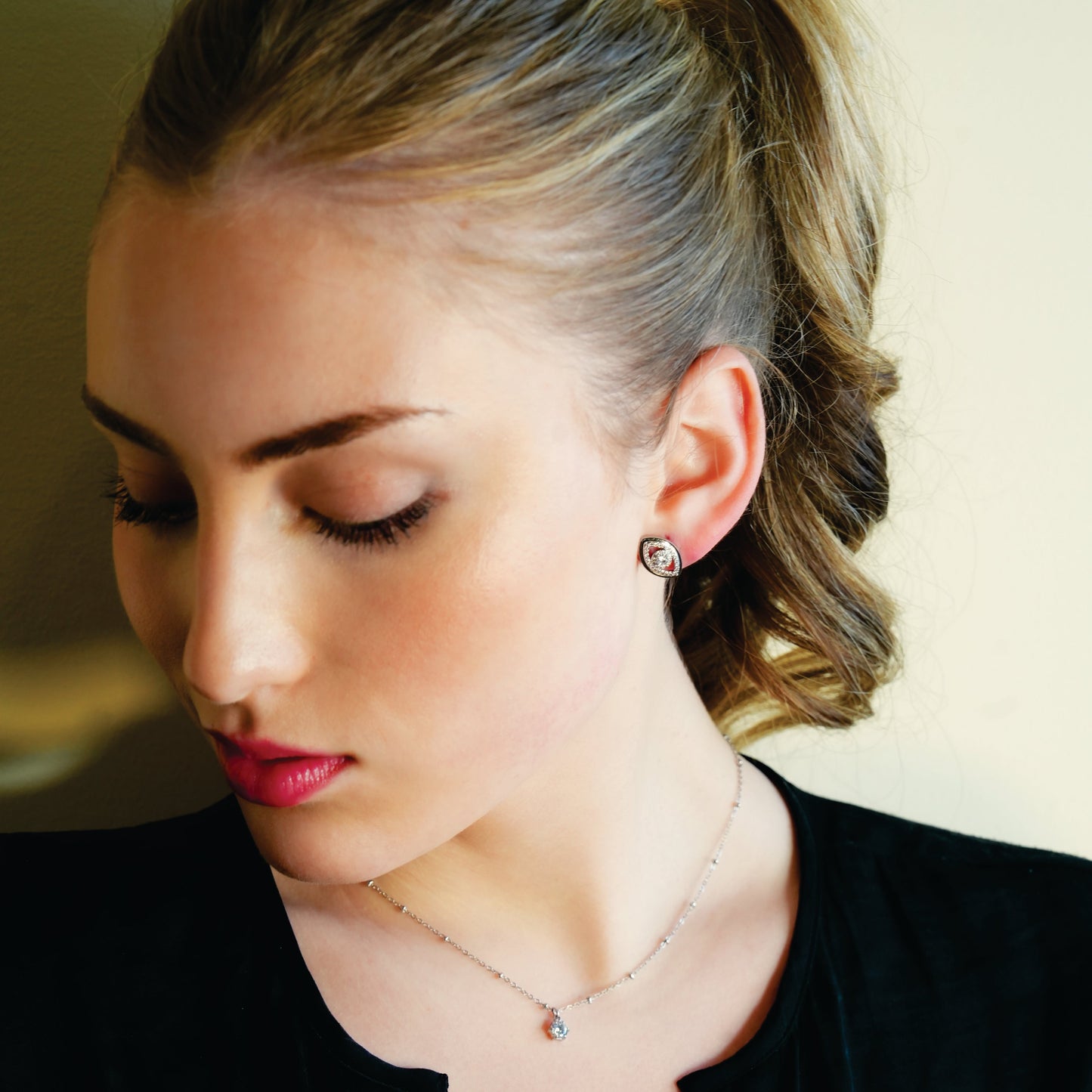 LUCKY EYE Or Blanc (Ton Argent) : Clous d'oreilles Œil protecteur sertis d'oxydes de zirconium