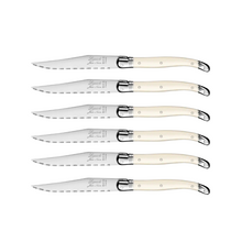 Laguiole ® Steak Knives, Set of 6 - White Handle, in wooden box