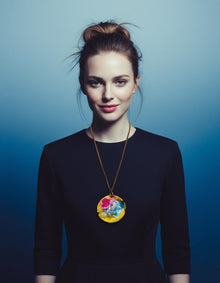 Large Abstract Art Pendant Necklace Handmade
