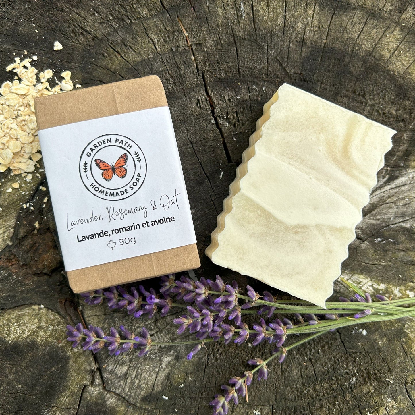 Savon en barre Lavande, Romarin et Avoine | Savon exfoliant 100% naturel aux huiles essentielles