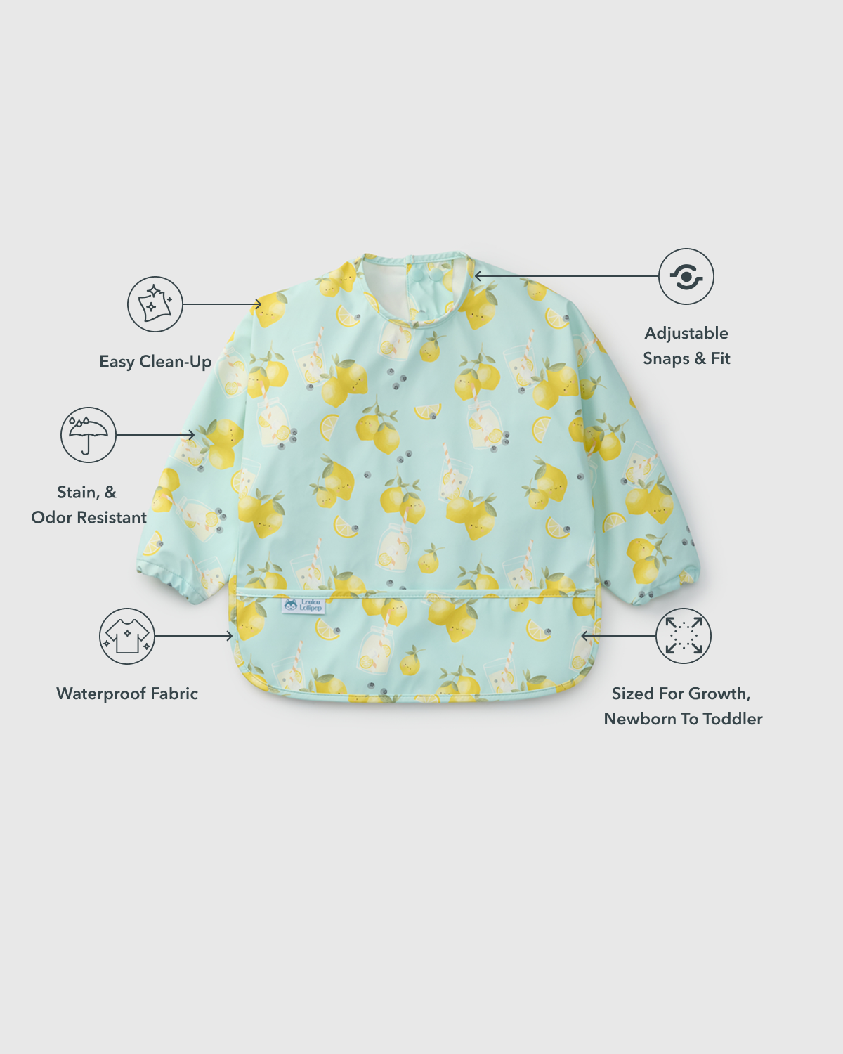 Long Sleeve Bib - Lemon Squeezy