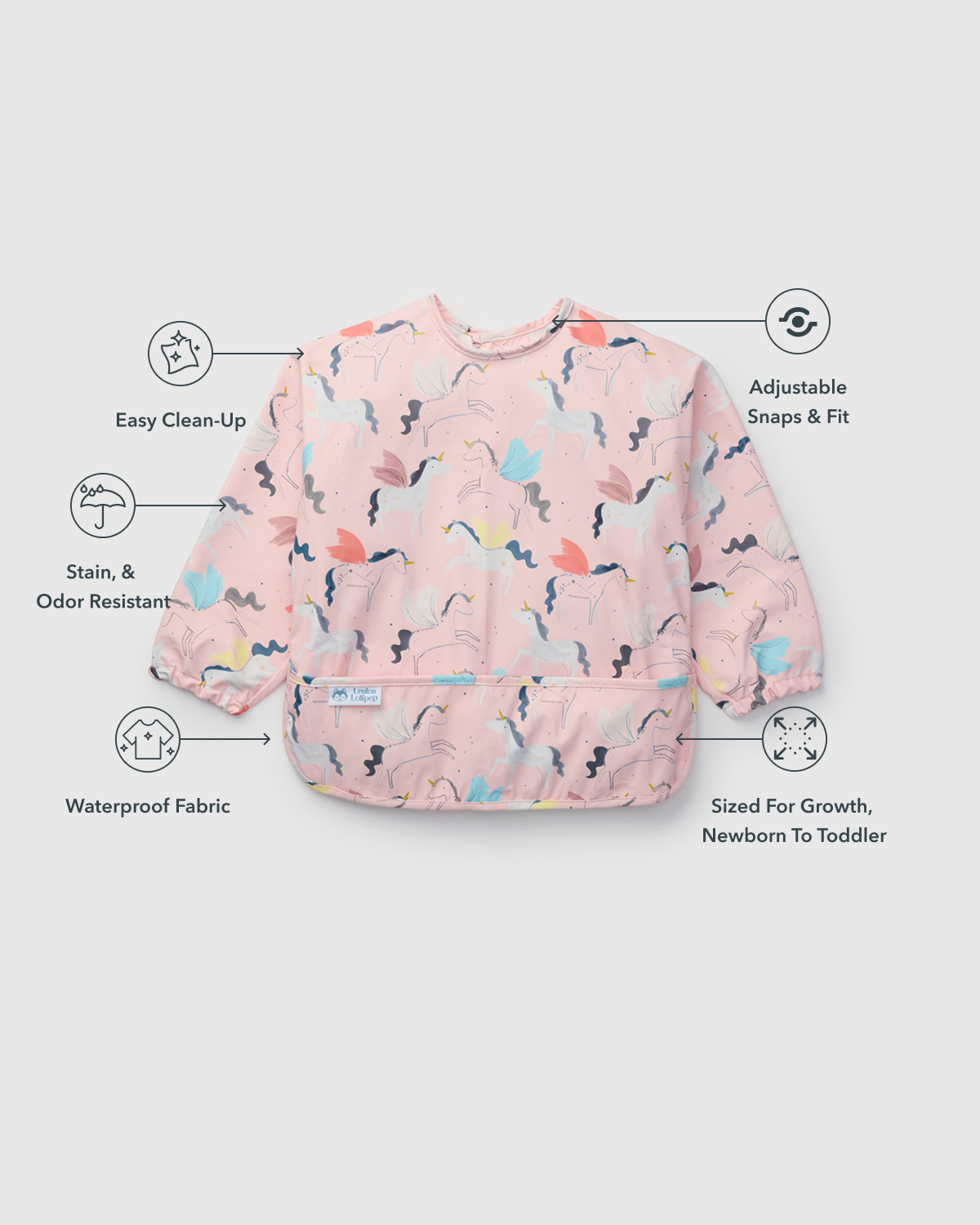 Long Sleeve Bib - Unicorn Ballet