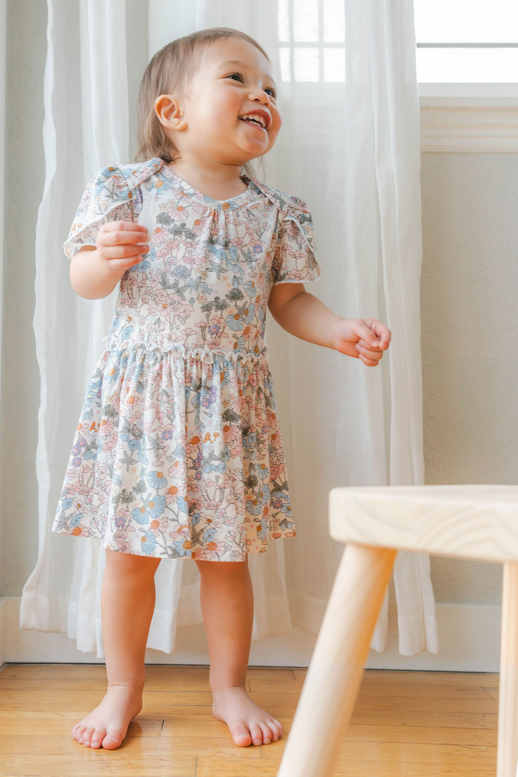 Short Sleeve Bodysuit Dress - English Garden