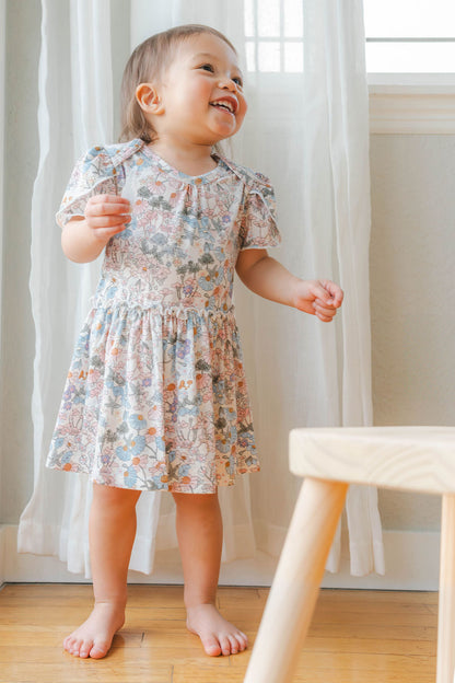 Short Sleeve Bodysuit Dress - English Garden