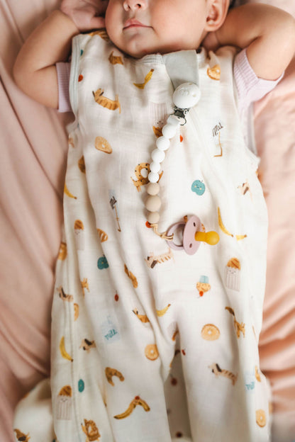 Baby Bamboo Muslin Sleep Bag 0.5 TOG - French Breakfast