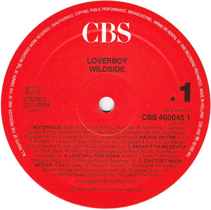 Loverboy ‎– Wildside - 1987 Pressage Européen