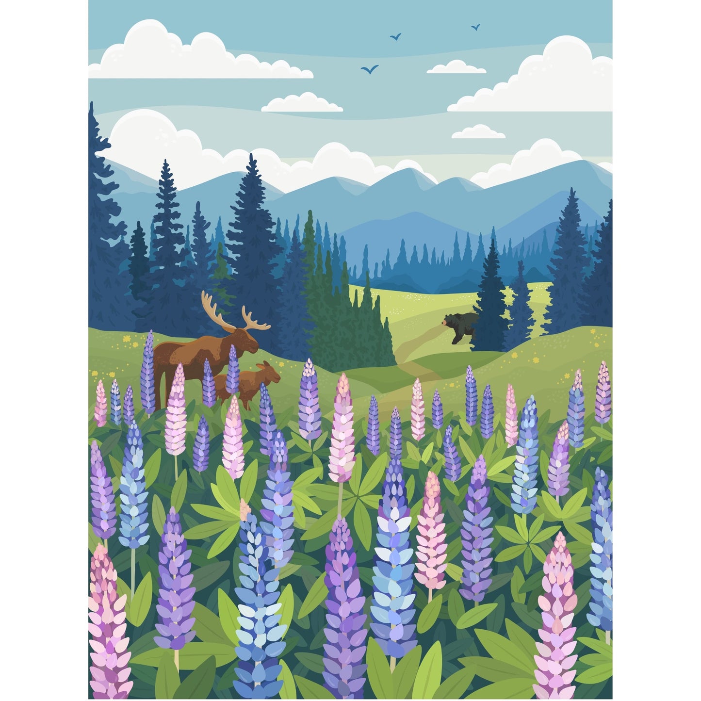 Lupines Meadow | Puzzle de 1000 pièces pour adultes | Conçu au Canada par Diana Pinnell