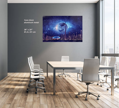 Art mural - Ciel lumineux avec la Tour CN - Impression sur métal aluminium - Toronto - Édition limitée