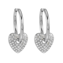 MAABU Silver (White Gold): Vintage Inspired Hoops with Removable Zirconia Embedded Heart Charm