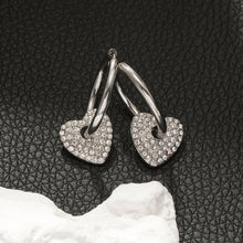 MAABU Silver (White Gold): Vintage Inspired Hoops with Removable Zirconia Embedded Heart Charm
