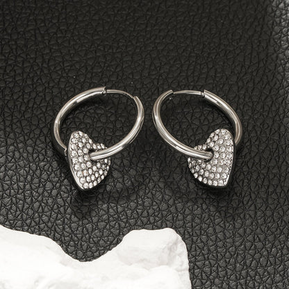 MAABU Silver (White Gold): Vintage Inspired Hoops with Removable Zirconia Embedded Heart Charm