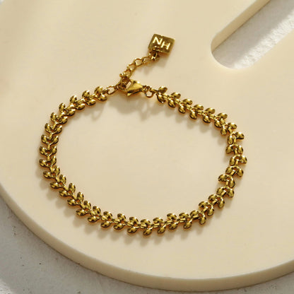 MAGDA Or : Bracelet audacieux à motif végétal